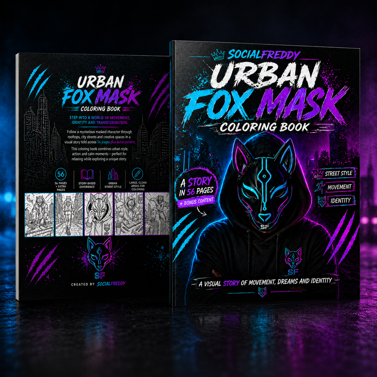 Urban Fox Mask Coloring Book
